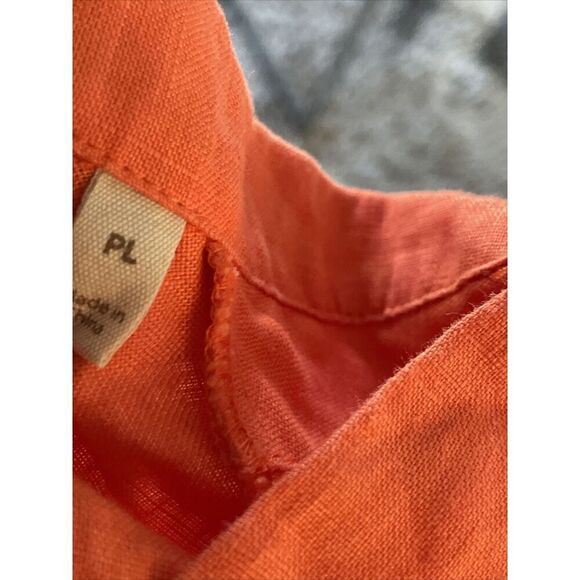SOFT SURROUNDINGS Morgana Linen Tunic Top Orange Collar Back Button Petite Large - Picture 4 of 6